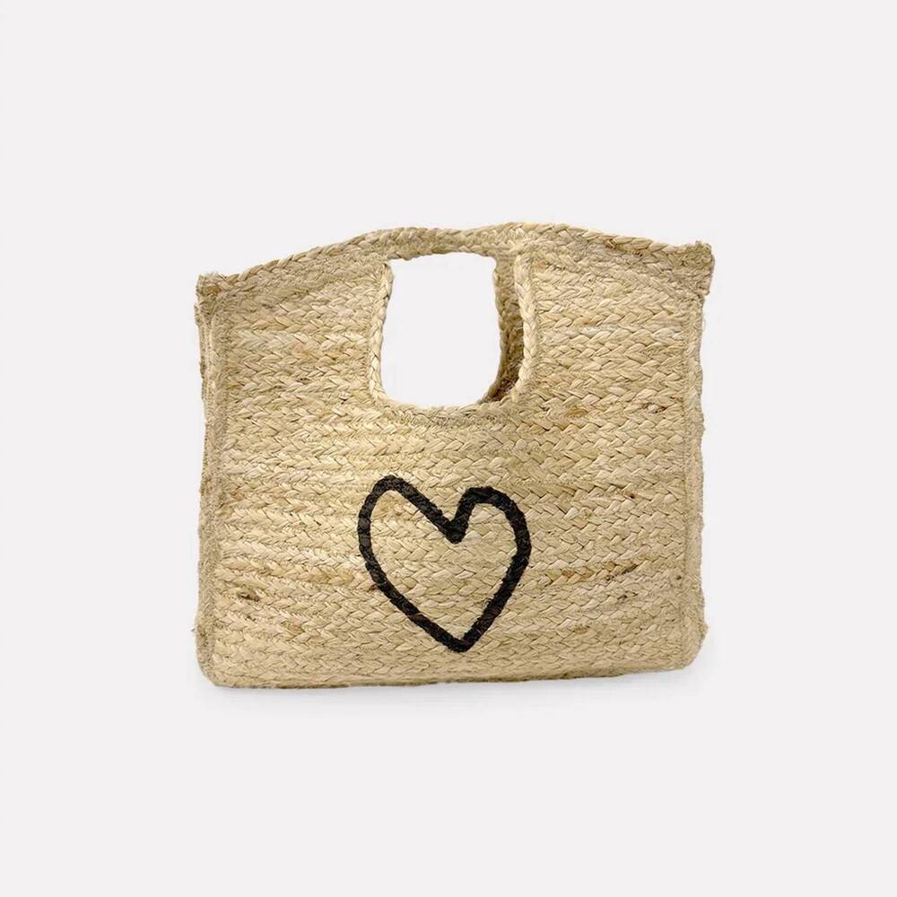 NEW KERRI ROSENTHAL women's imperfect heart tote bag in jute